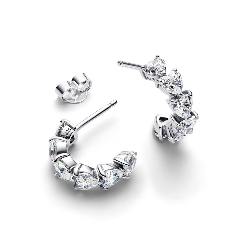 Pandora Sparkling Hearts Open Hoop Earrings image number 1