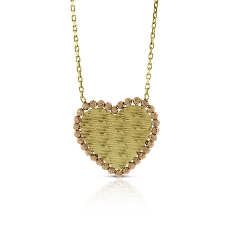 Toscano Yellow & Rose Gold Heart Necklace 14K image number 1