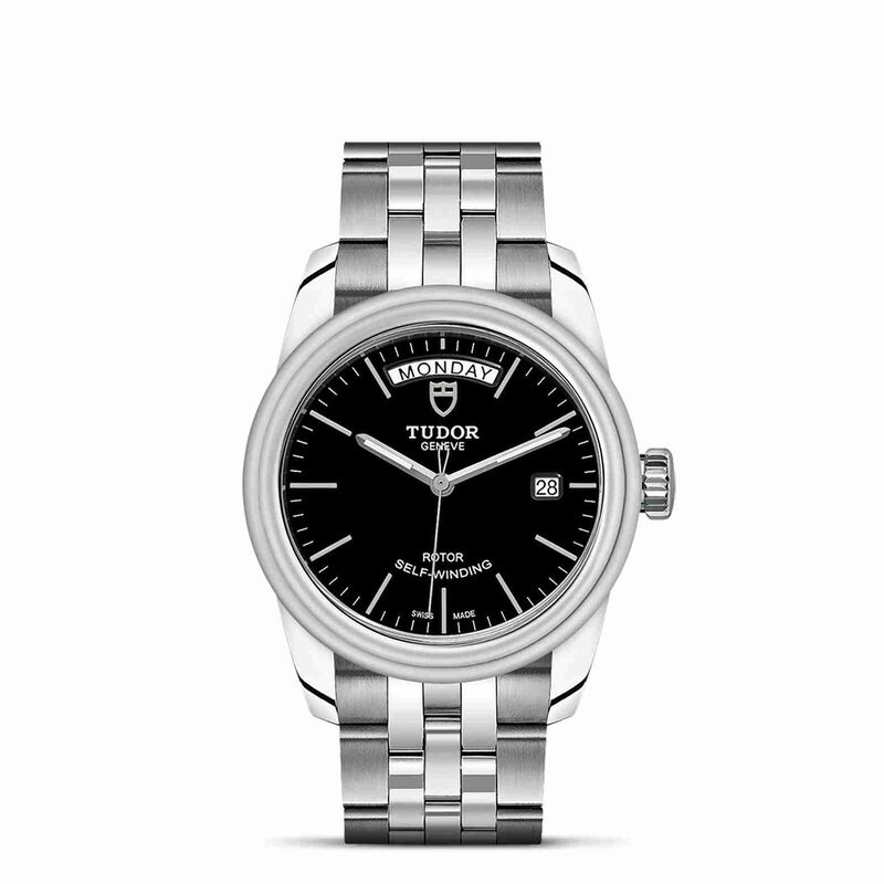 TUDOR Glamour Date+Day Watch Black Dial Steel Bracelet, 39mm image number 0