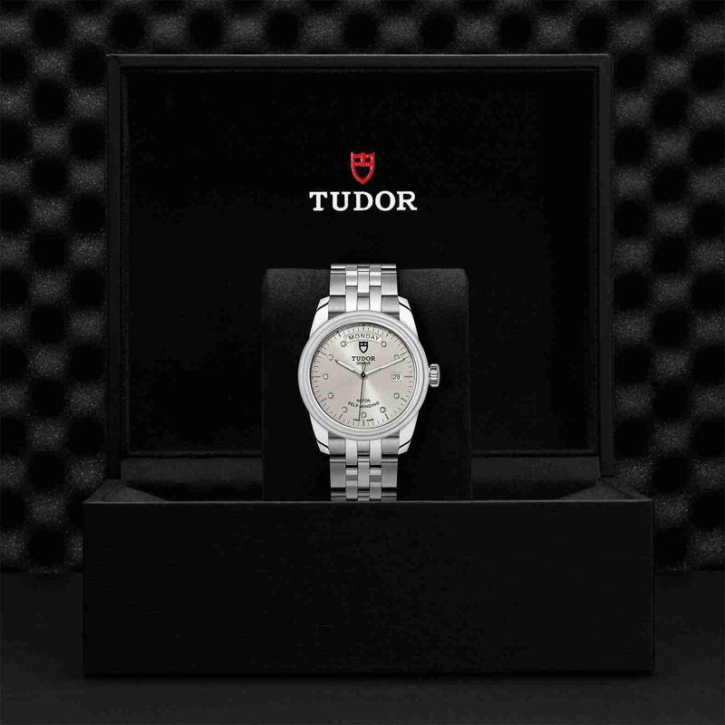 TUDOR Glamour Date+Day Watch Silver Dial Steel Bracelet, 39mm image number 1