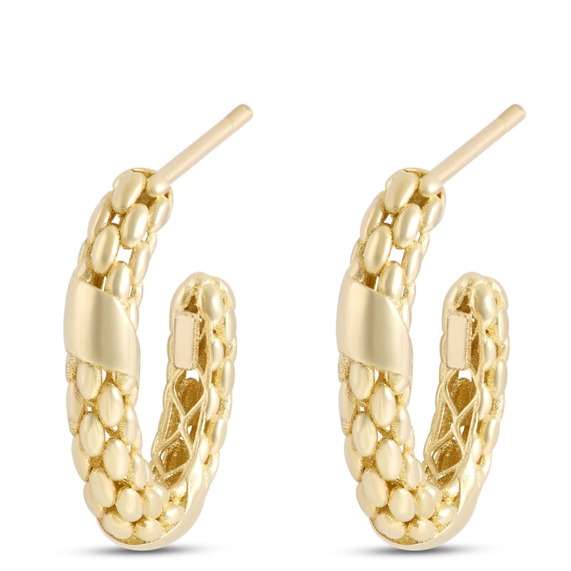 Toscano Oval Quilted Hoop Earring, 14K Yellow Gold image number 0