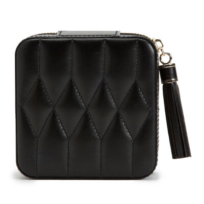 WOLF Caroline Black Leather Zip Travel Case