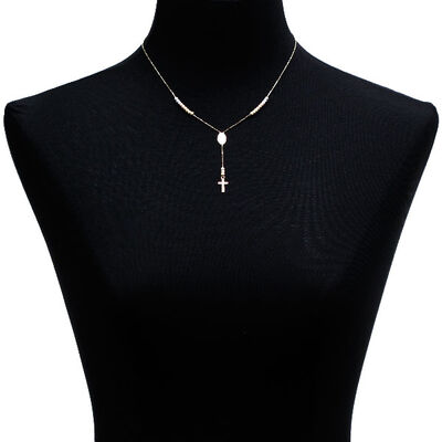 Tri-Color Rosary Necklace 14K