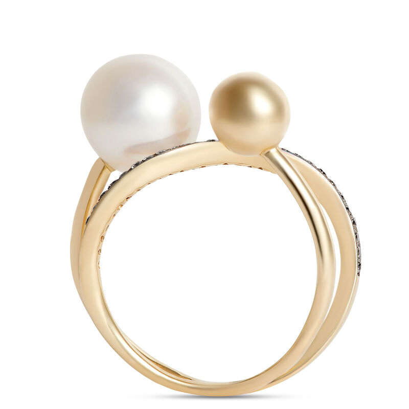 Pearl and Diamond Ring, 14K Yellow Gold image number 2