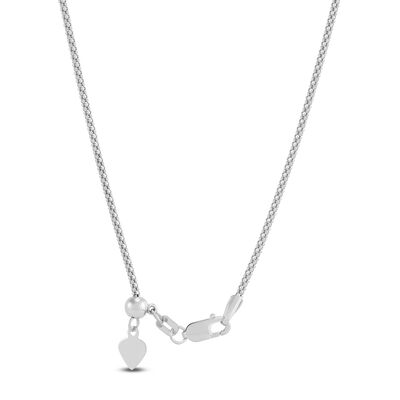 Classic Adjustable Popcorn Link Necklace, 14K White Gold