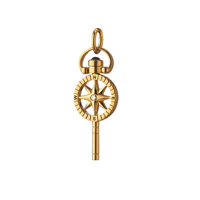 Monica Rich Kosann Mini "Adventure" Compass Key with Diamond, 18K Yellow Gold