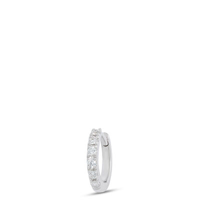 Single Diamond Hoop Earring, 14K White Gold