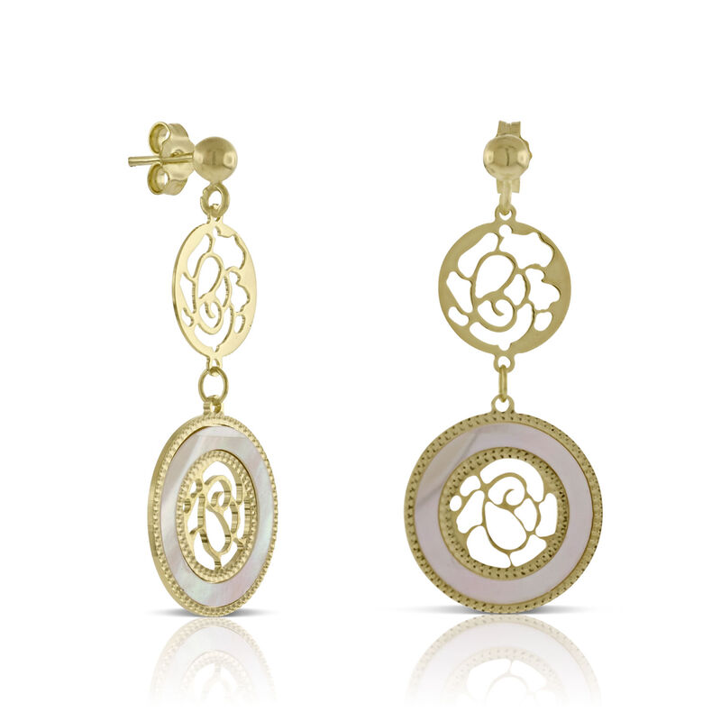 Toscano Mother of Pearl Double Circle Earrings 14K image number 0