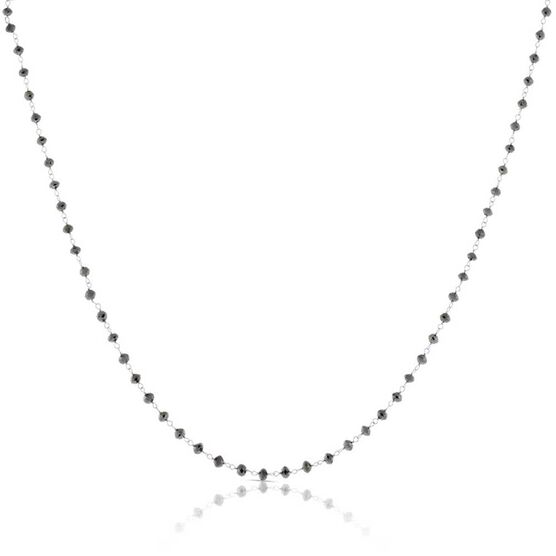 Black Diamond Bead Necklace 14K