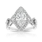 Fancy Shape Diamond Ring 18K, 2.02 ct. Center