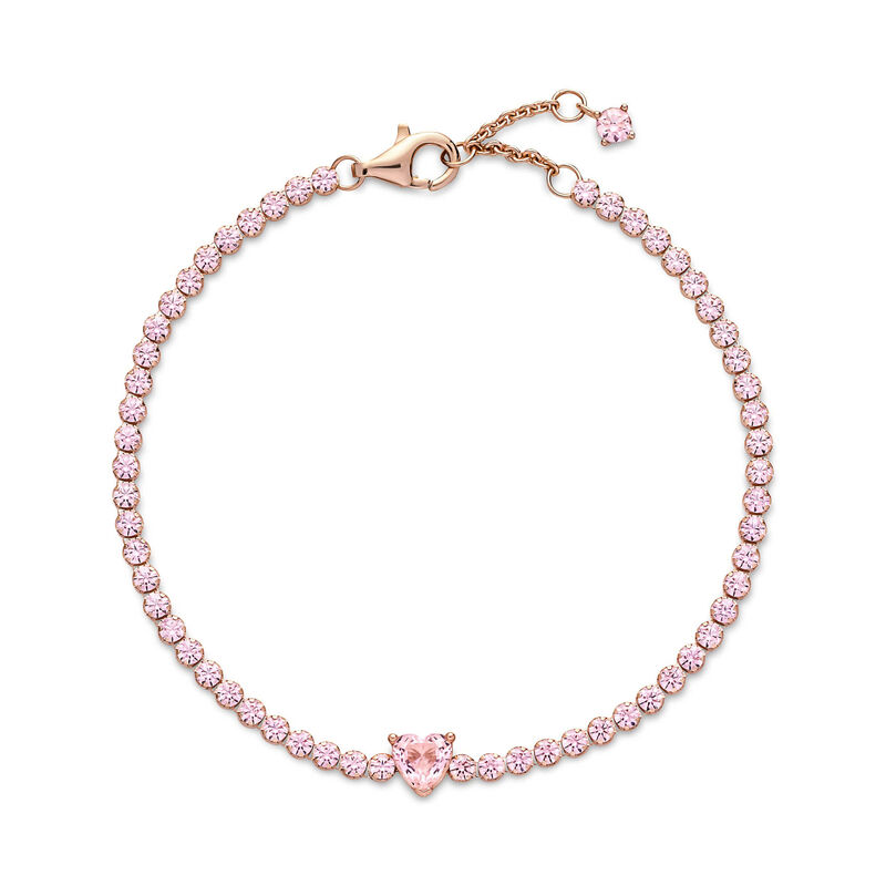 Pandora Sparkling Pavé Pink Heart Crystal Tennis Bracelet image number 2
