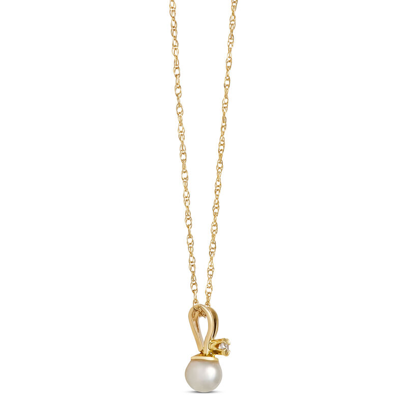 Cultured Pearl Baby Necklace, 14k Yellow Gold image number 1