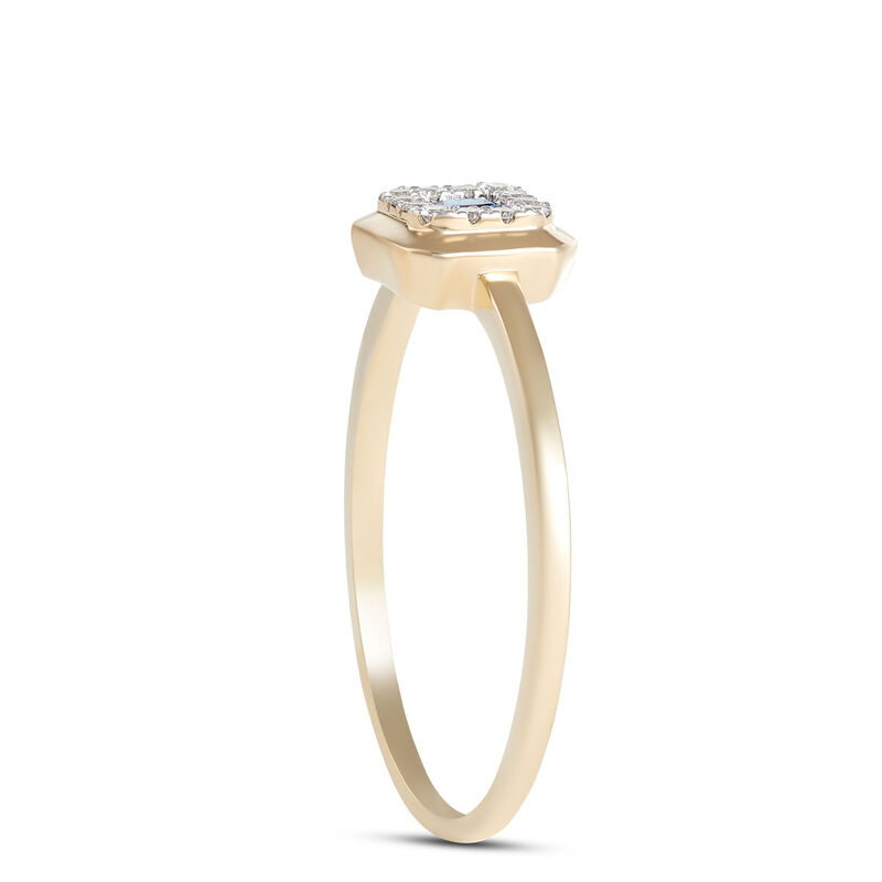 Square Sapphire Diamond Halo Ring, 14K Yellow Gold image number 1