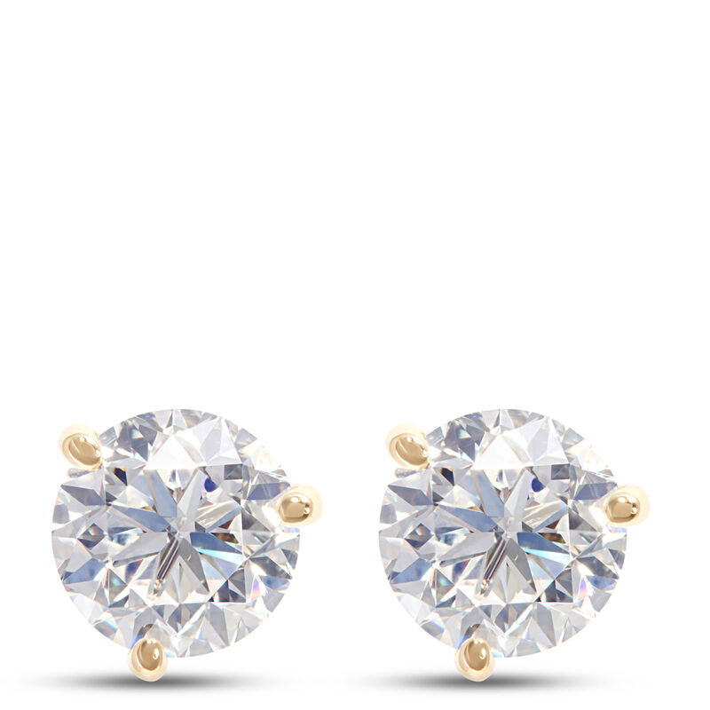 Classic Round Diamond Studs, 2 Total Carat Weight, 14K Yellow Gold image number 0