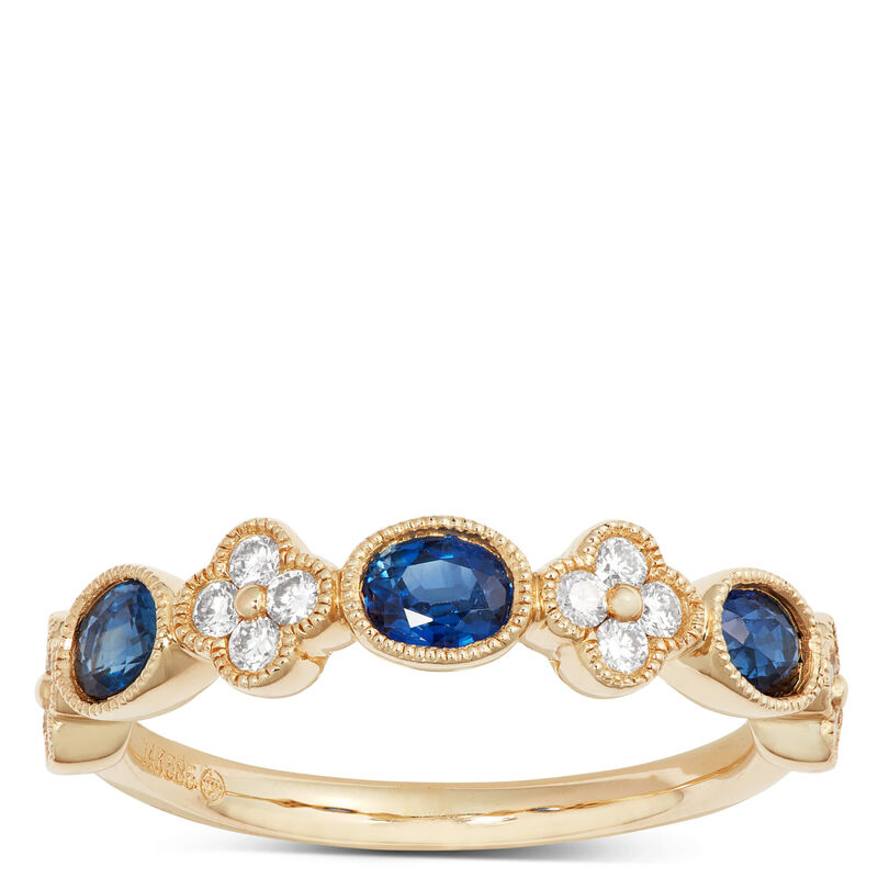 Oval Sapphire and Diamond Ring, 14K Yellow Gold image number 0