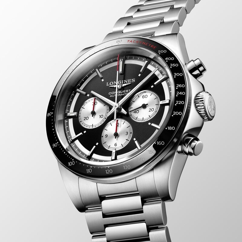 Longines Conquest Chronograph Black Dial Watch, 42mm image number 1