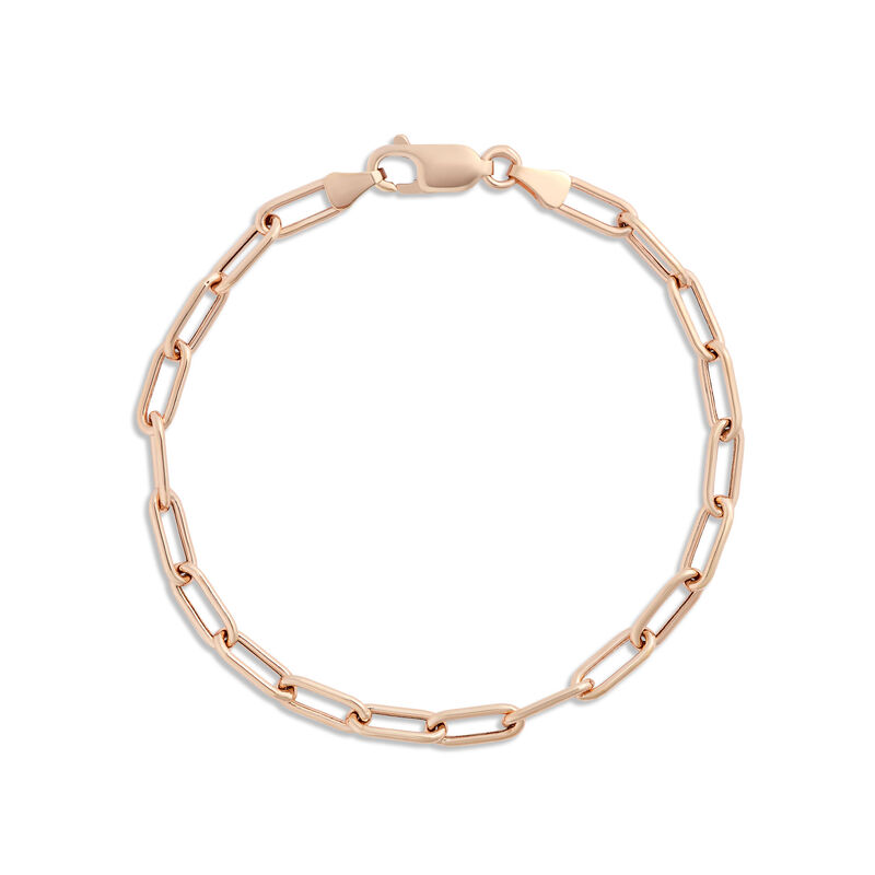 Rose Gold Toscano Oval Paperclip Chain Bracelet 14K, 7.5 image number 0