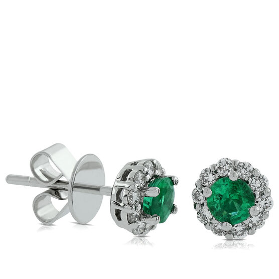 Emerald & Diamond Earrings 14K