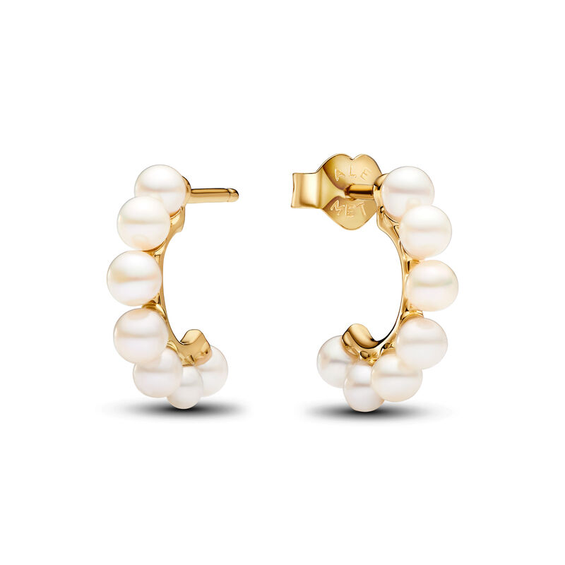 Pandora Treated Freshwater Cultured Pearls Open Hoop Earrings image number 0