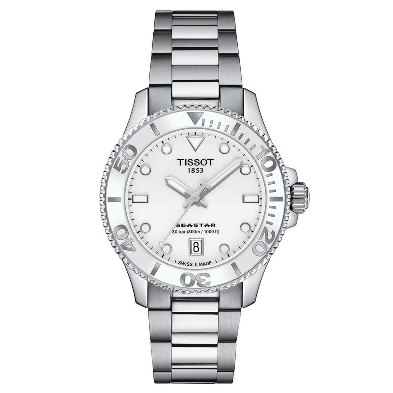 Tissot Seastar 1000 White Steel Quartz Watch, 36mm image number 0