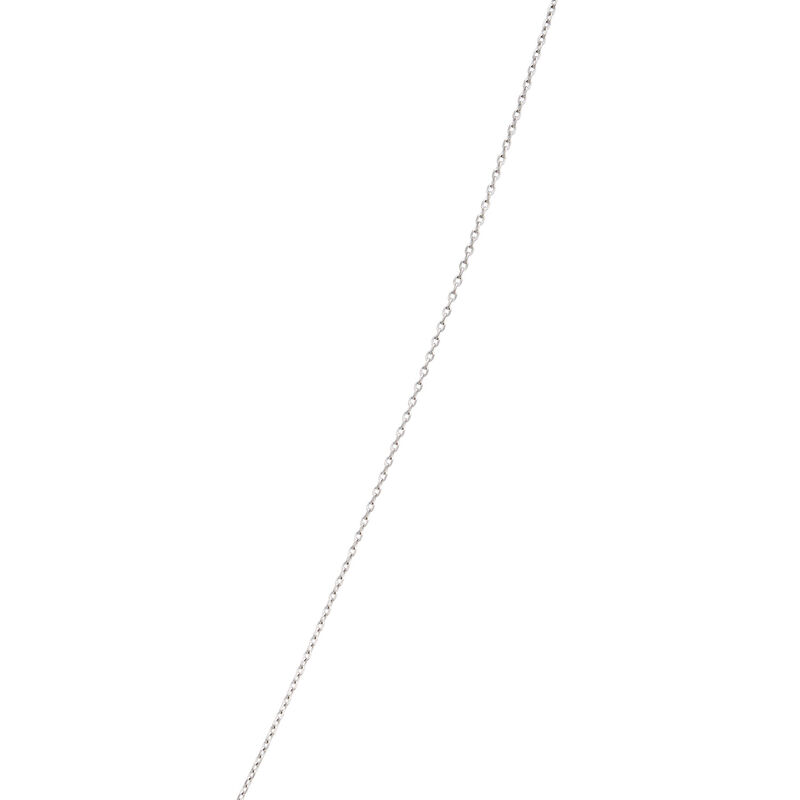 Classic Round Sapphire Diamond Halo Necklace, 1/10 Total Carat Weight, 14K White Gold image number 4