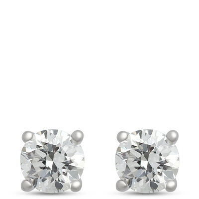 Classic Round Diamond Studs, 0.15 Carat, in 14K White Gold