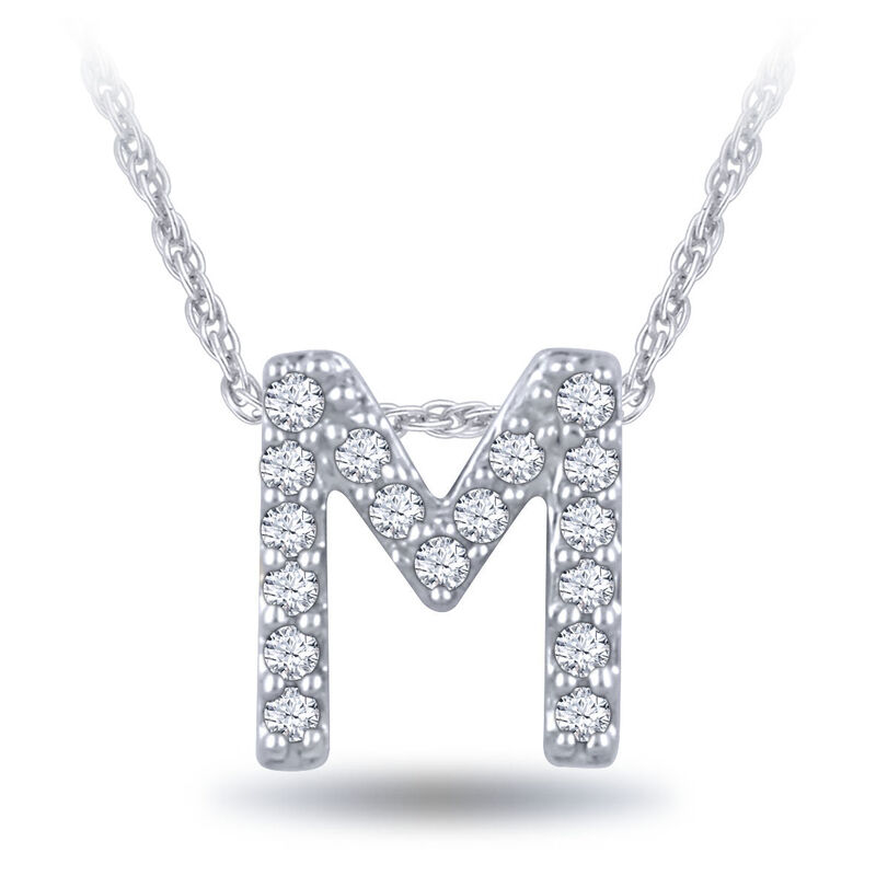 Diamond Initial Pendant 14K Letter 'M' image number 1