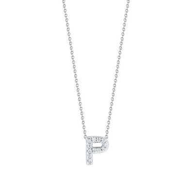 Roberto Coin 18k White Gold Tiny Treasures Diamond Love Letter “P” Necklace