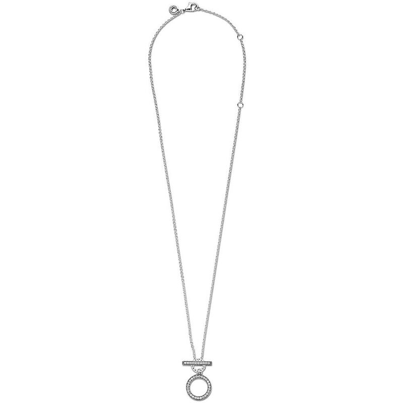 Pandora Double Hoop T-bar CZ Necklace image number 3