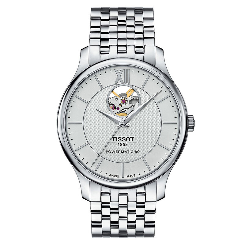 Tissot Tradition Powermatic 80 Open Heart Silver Dial Watch, 40mm image number 1
