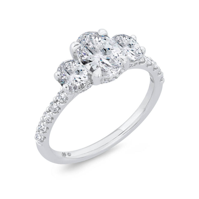 Bella Ponte 3-Stone Oval Diamond Engagement Ring, 14K White Gold image number 0