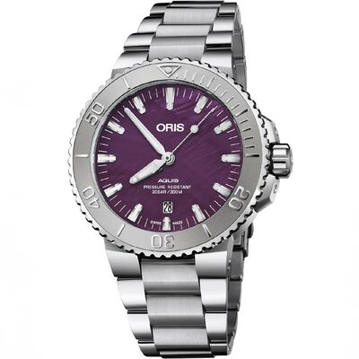 Oris x Ben Bridge Limited Edition Aquis Purple Dial Watch, 43mm