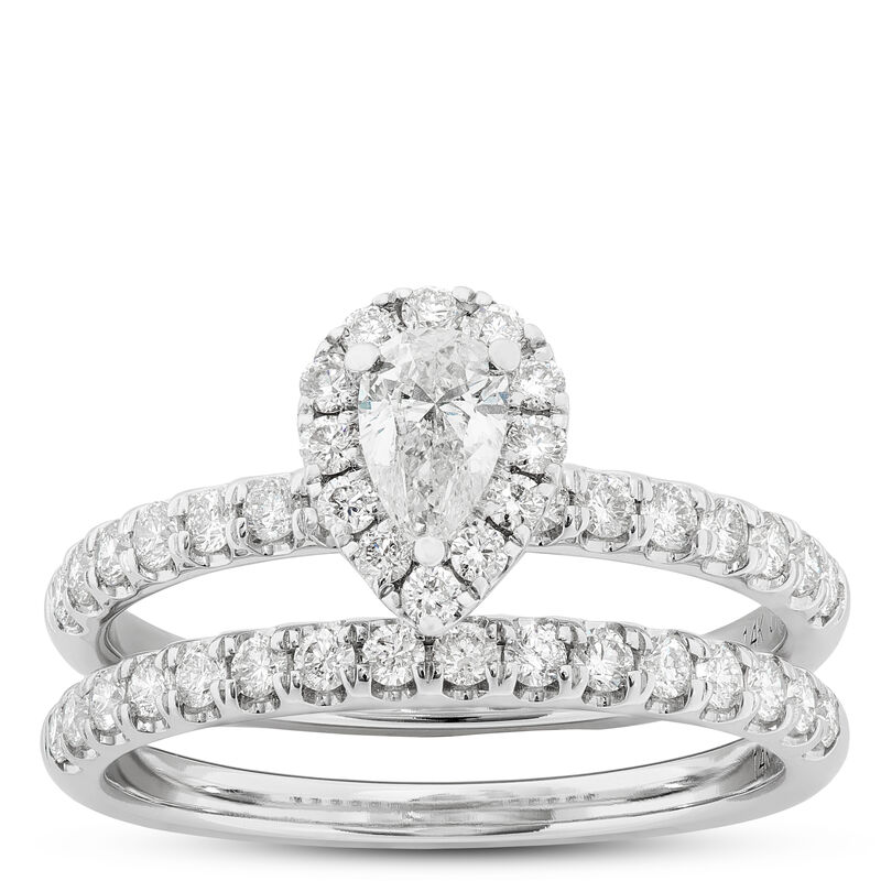 Pear-Cut Diamond Bridal Set, 14K White Gold image number 0