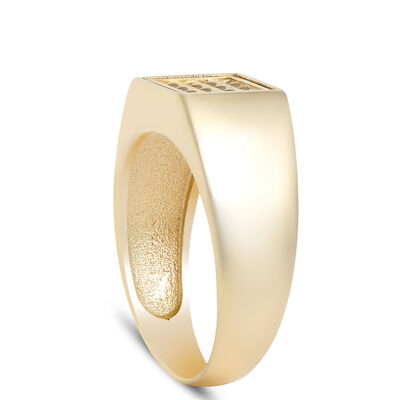 Toscano Quilted Square Center Ring, 14K Yellow Gold