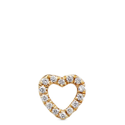 Diamond Heart Single Stud Earring, 14K Yellow Gold