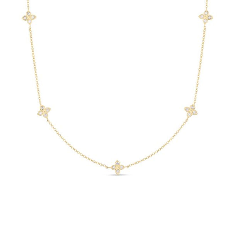 Roberto Coin Love By The Inch 5 Station Flower Necklace, 18K Yellow Gold image number 0