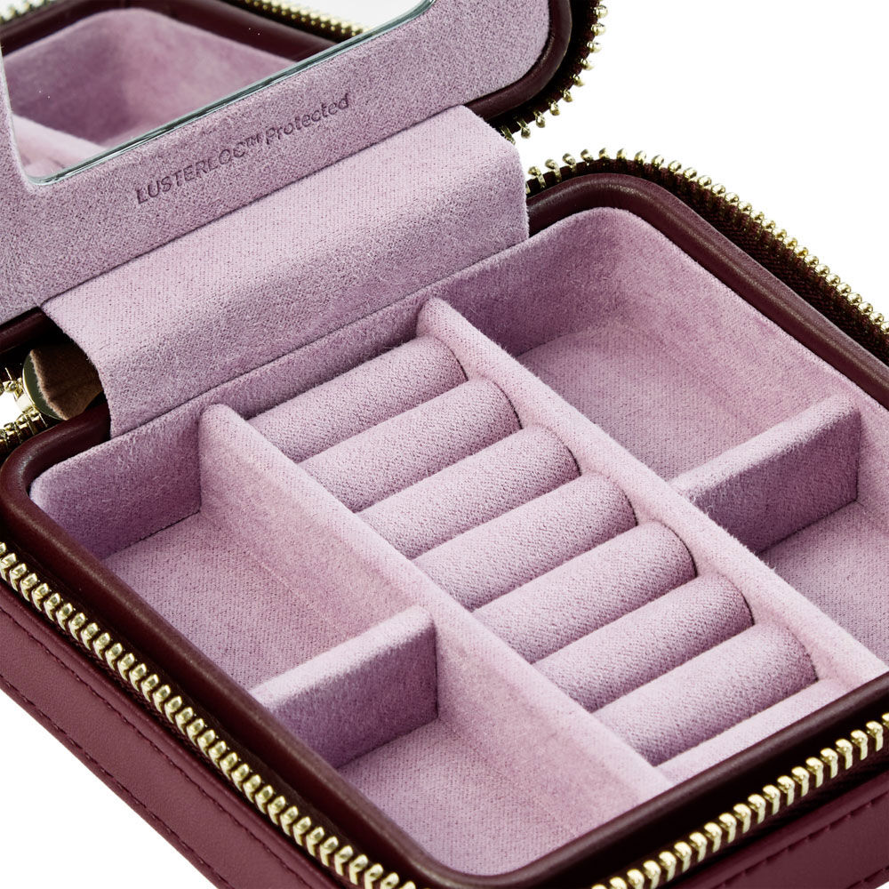 WOLF X LIBERTY Ianthe Small Travel Jewelry Zip Case - Burgundy