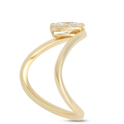 Contemporary Marquise Diamond Ring, &frac12; Carat Total Weight, 14K Yellow Gold