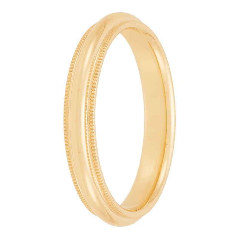 Yellow Gold Polished Milgrain Edge Comfort Fit 3mm Band 14K image number 1