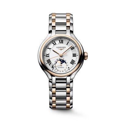 Longines Primaluna Moonphase White Dial Watch, 34mm