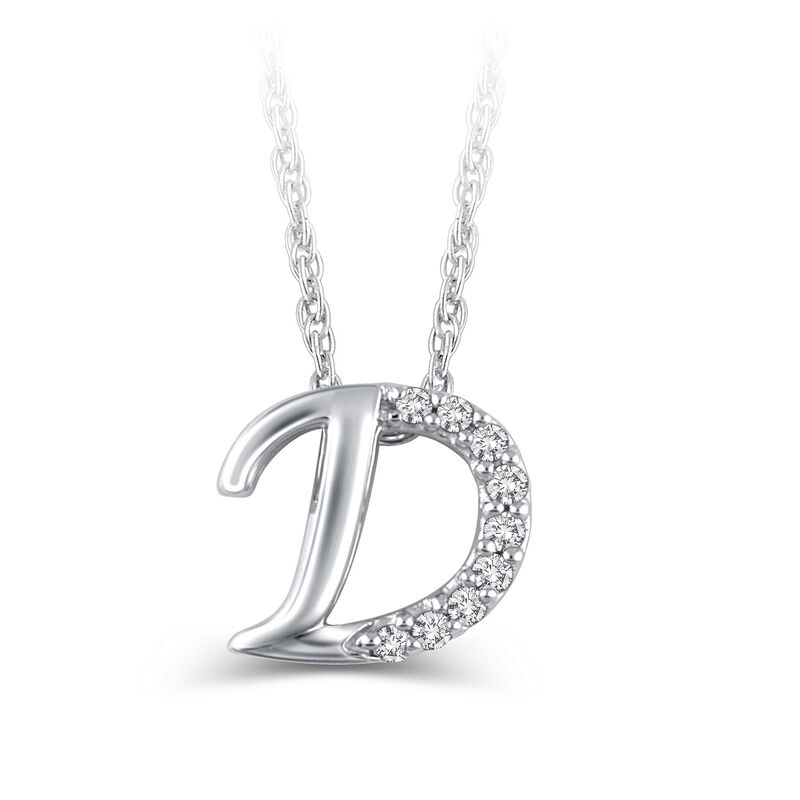 Diamond "D" Initial Pendant 14K image number 1