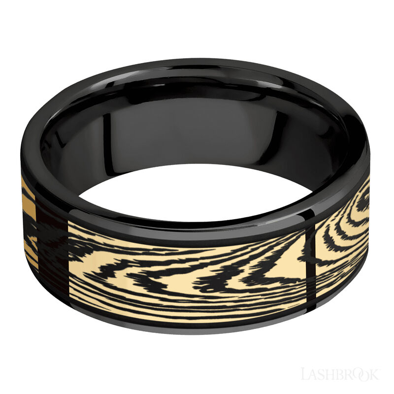 Zirconium with Polish Finish and 14K Yellow Gold Inlay image number 2