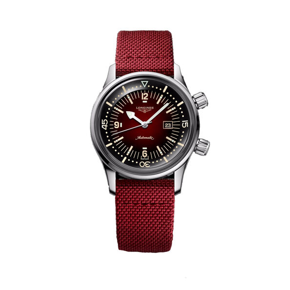 Longines Legend Diver Watch Red Dial, 36mm