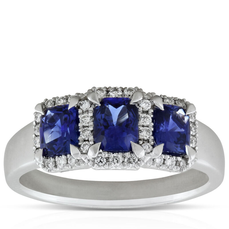 Sapphire & Diamond 3-Stone Ring 14K image number 0
