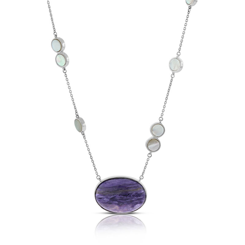 Lisa Bridge Charoite & Mother of Pearl Necklace image number 0