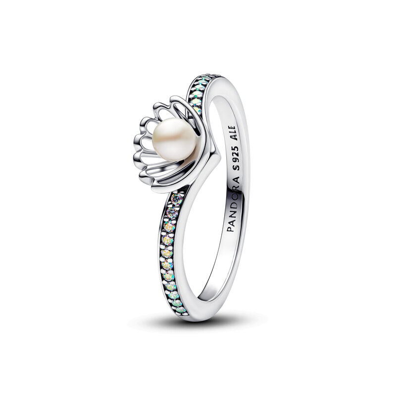 Pandora Disney Princess Ariel Shell Treated Freshwater Cultured Pearl Ring image number 0