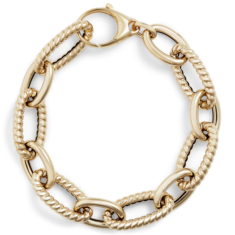 Toscano Oval and Twisted Link Bracelet, 14K Yellow Gold image number 1