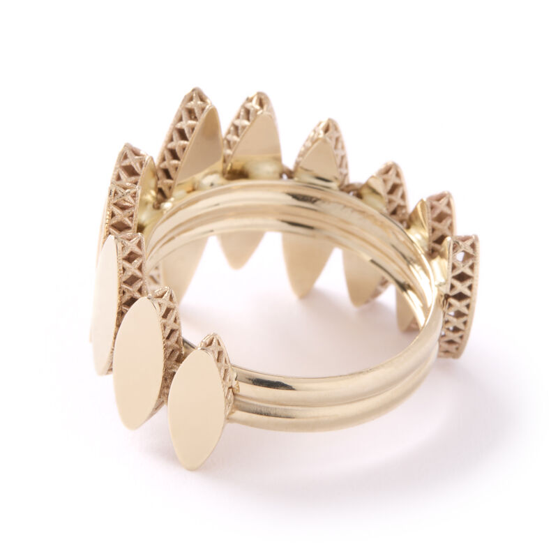 Toscano Marquise Shaped Station Ring, 14K Yellow Gold Size 7 image number 2