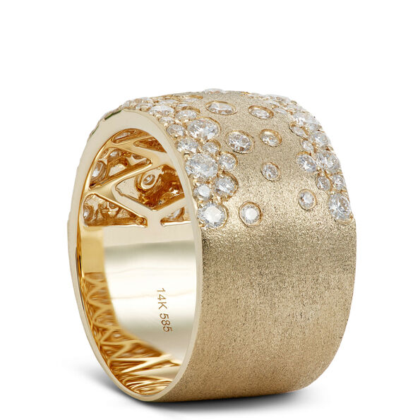 Confetti Cluster Diamond and Gold Ring, 14K Yellow Gold Sized 8