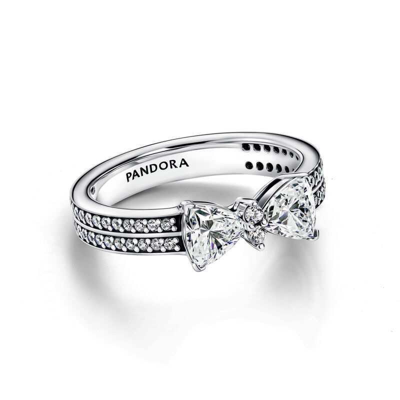 Pandora Sparkling Bow Double-row Ring image number 1